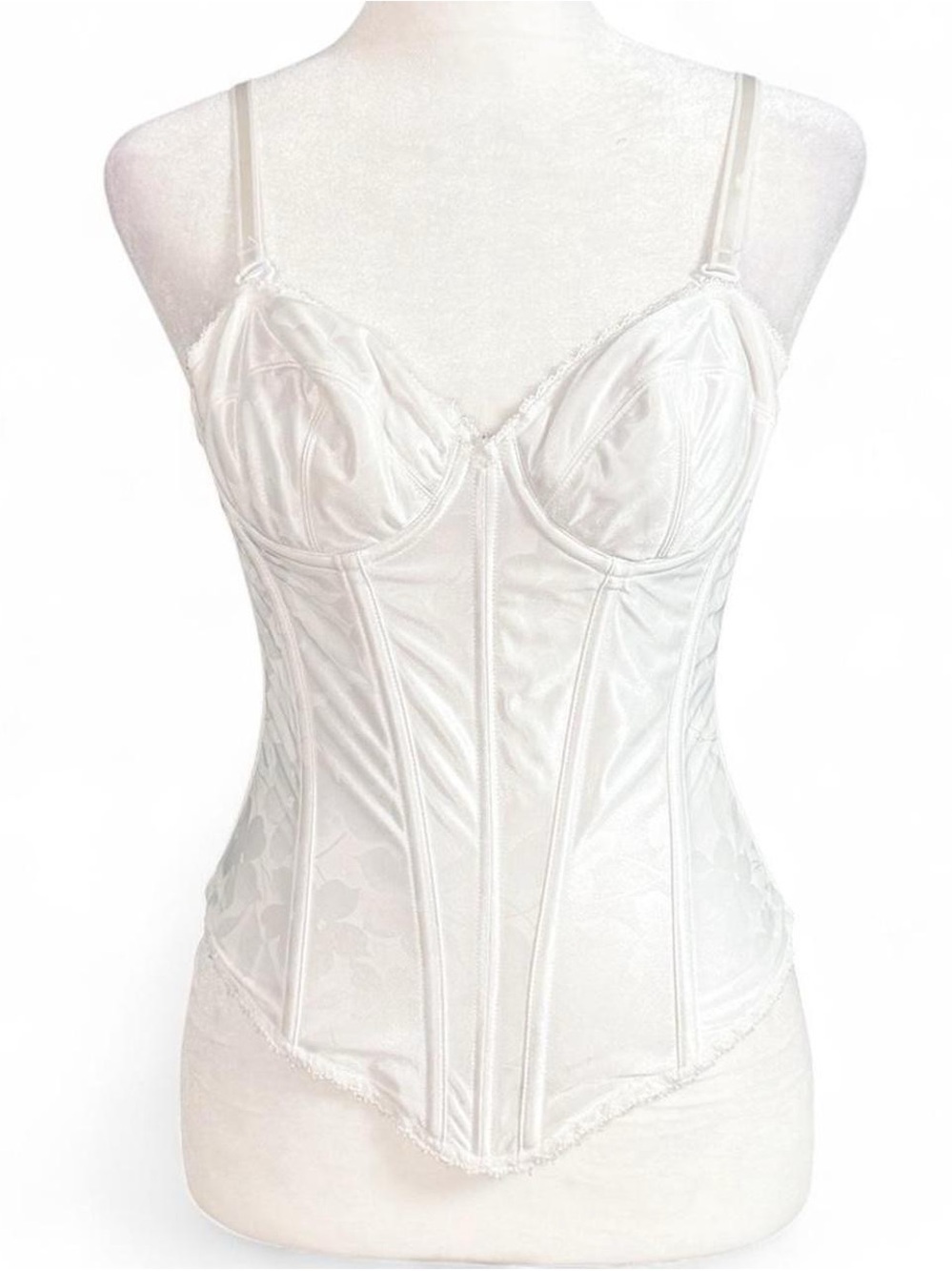 David’s Bridal White Bustier Corset Bra 34B Removable Straps Bridal Lingerie